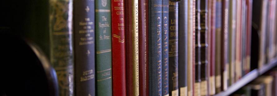 Close up of books on a shelf